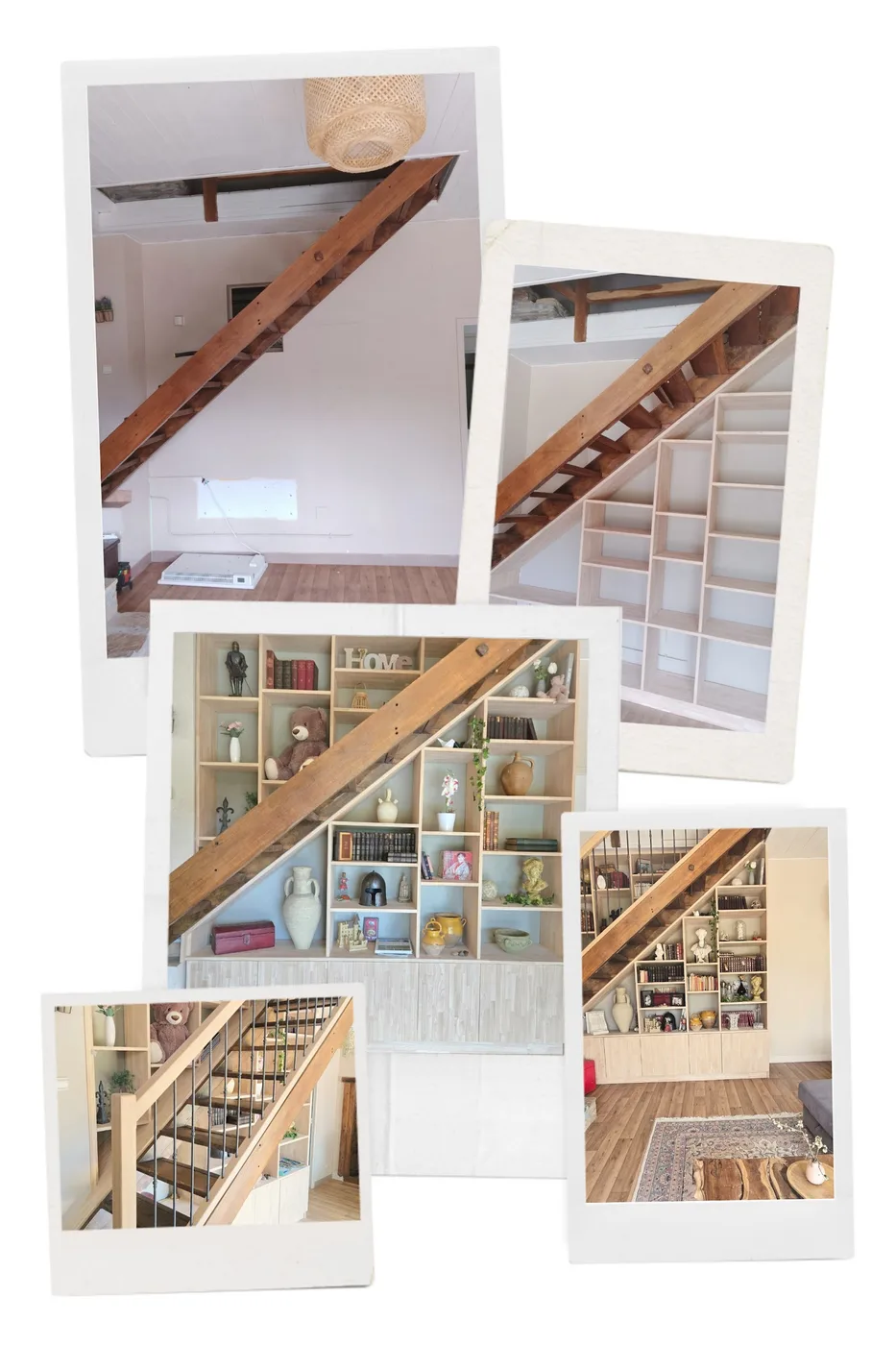 Escalier et bibliothèque sur mesure — menuisier ETCBC Dordogne